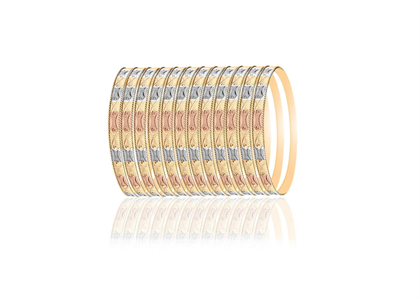 Three Tone Plated Side Veni Bangles